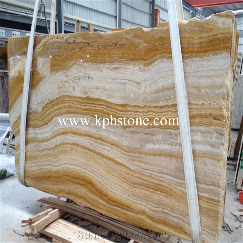 Antique Yellow Gold Travertine Slabs for Wall