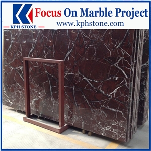China Rojo Coral Red Marble Slabs
