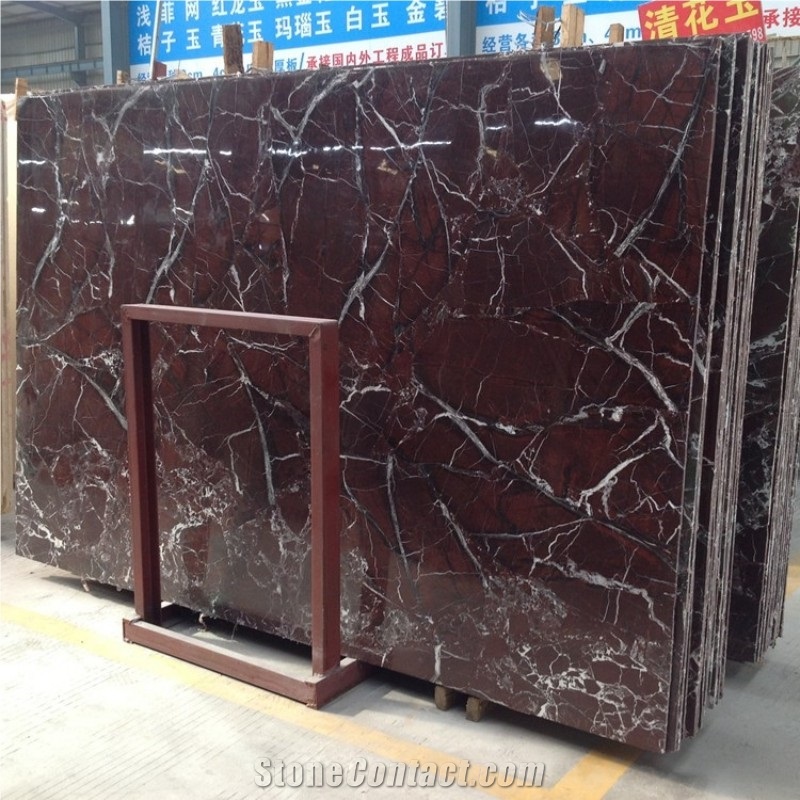 China Rojo Coral Red Marble Slabs