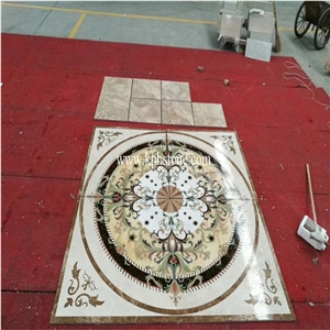 Cream Marfil Marble Waterjet Medallions for Hotels
