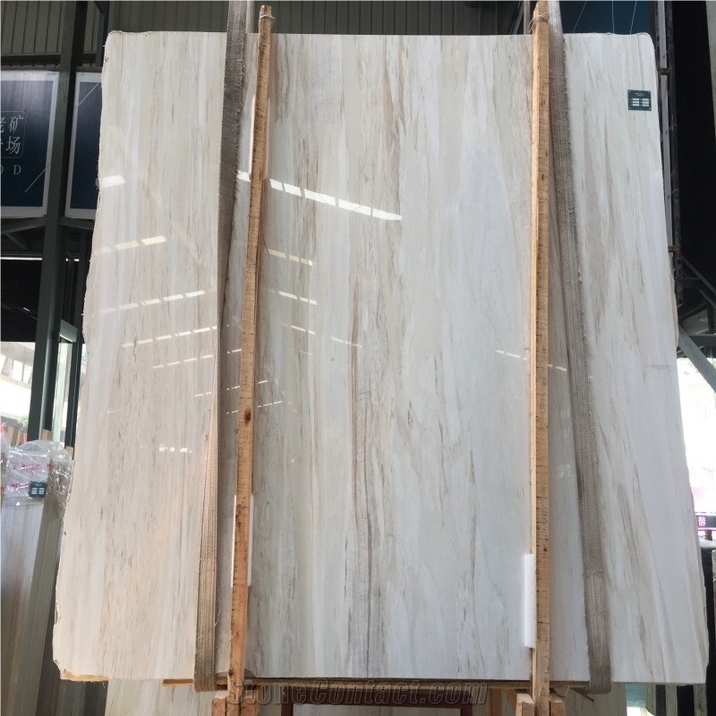 Eurasian White Wood Marble Slabs for Hotel Decor