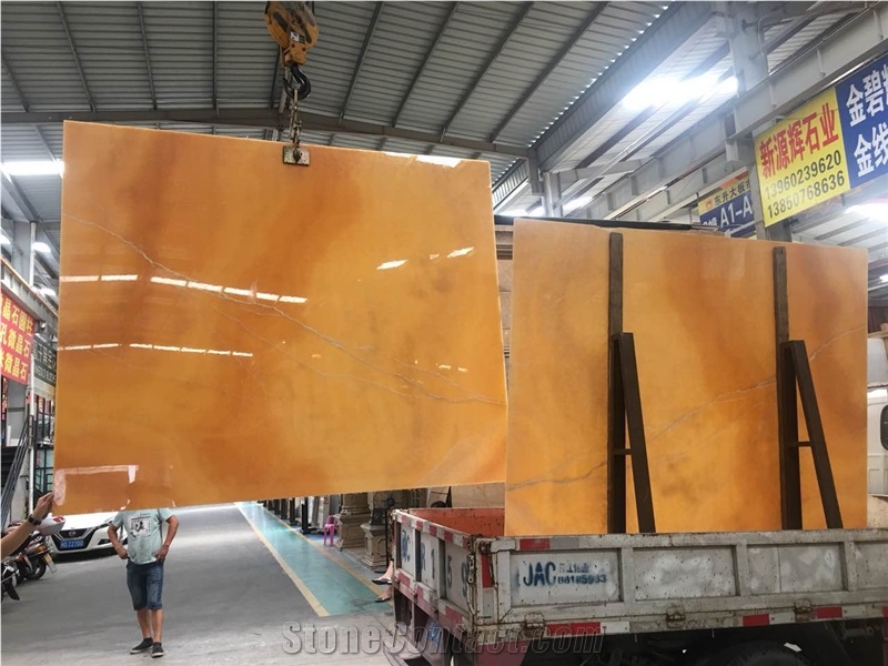 Jalisco Orange Onyx Slabs for Crowne Plaza Macau