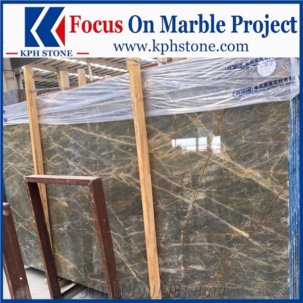 Kulun Gold Blue Marble Floor Tiles for Four Season