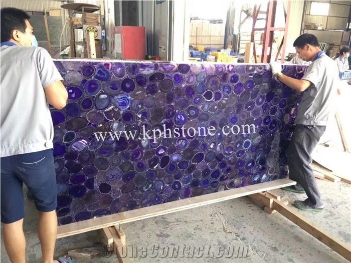 Luxury Decoration Violet Agate Stone Slab for Wall