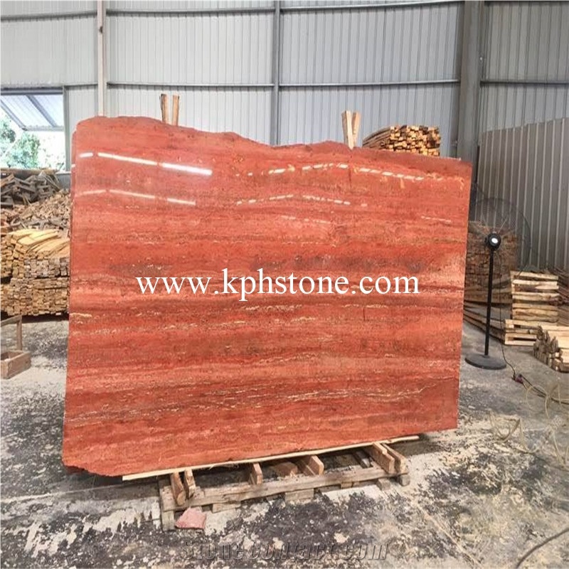 Persiano Rosso Red Travertine Slabs for Projects