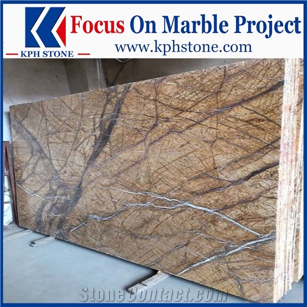 Rainforest Brown Marble Slabs for Tv Background