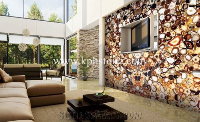 Translucent Browne Agate Slabs for Wall Decor