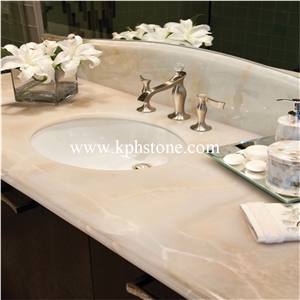White Onyx Bathroom Vanitytops for Hotel Projects