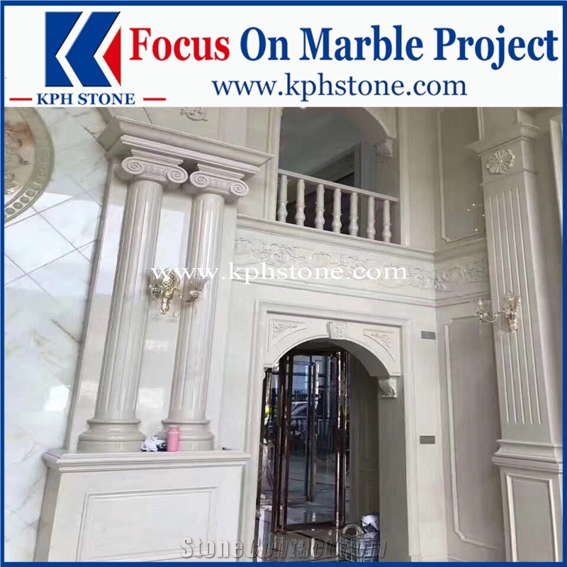 White Pearl Marble Carved Columns
