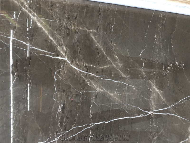 China Polished Natural Coffee Brown Marble Slab