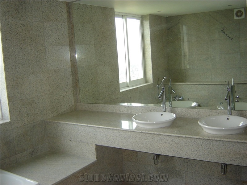 White Lanka Granite Commercial Bathroom Design