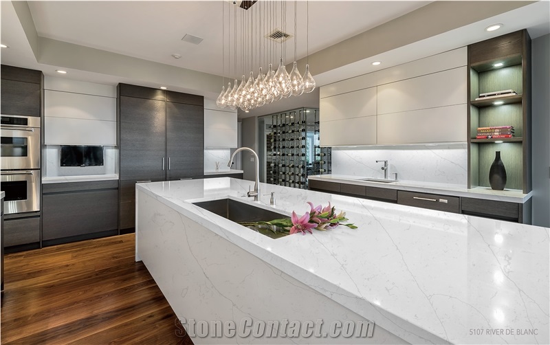 River-De-Blanc Quartz Stone Kitchen Countertop from Singapore