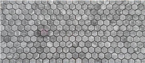 Polished 1" Silver Grey Marble Hexagon Mosaics