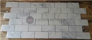 Polished 2"X 4" White Marble Mosaics