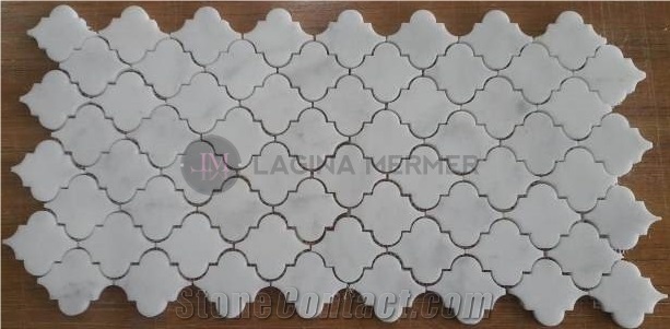 Polished White Marble Arabesque Mosaics