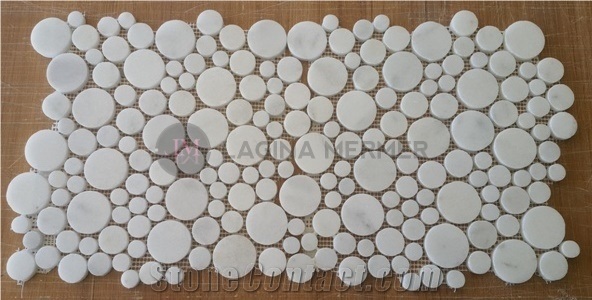 Polished White Marble Pepple Mosaics