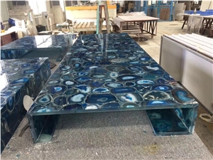 Blue Agate Bar Top for Wine Club Laminated Panel Commercial Counters
