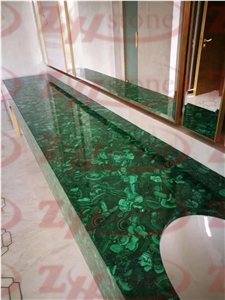 Green Malachite Translucent Stone Table Tops
