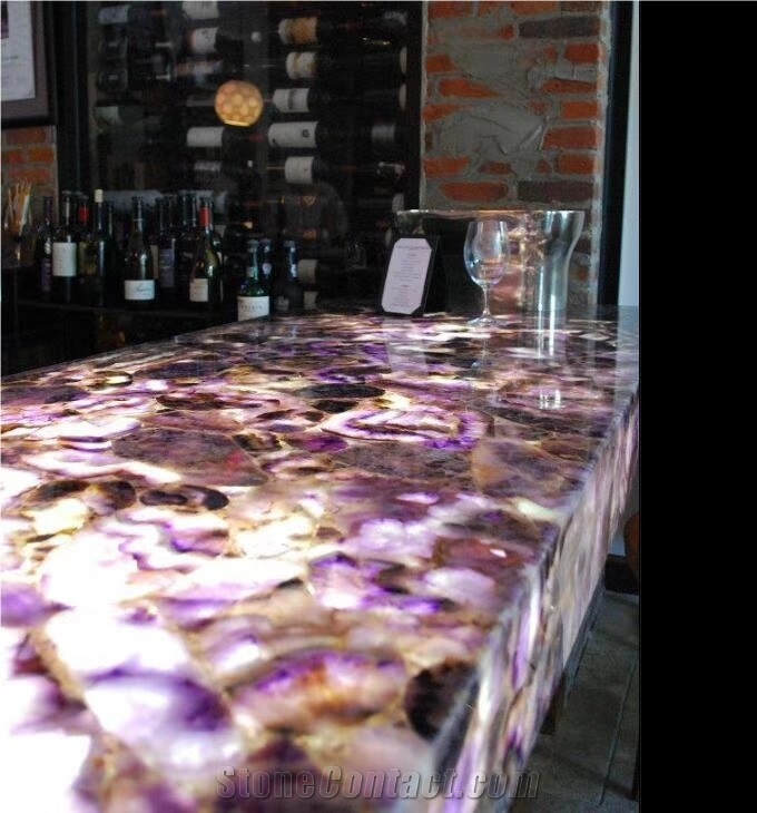 Lilac Agate Round Table Top ,Purple Semistone