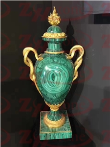 Malachite Trophy for Home Decorative ,Stone Vase