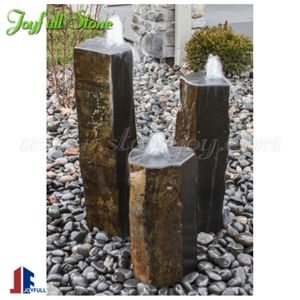Black Basalt Pillar Stone Water Fountains