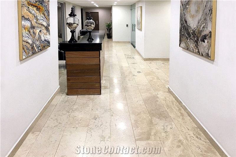 Limestone Omez Cross Cut Floor Install