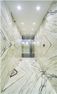Bamboo Landscaping Painting White Marble Slabs,Floor Covering Walling Cladding Tiles