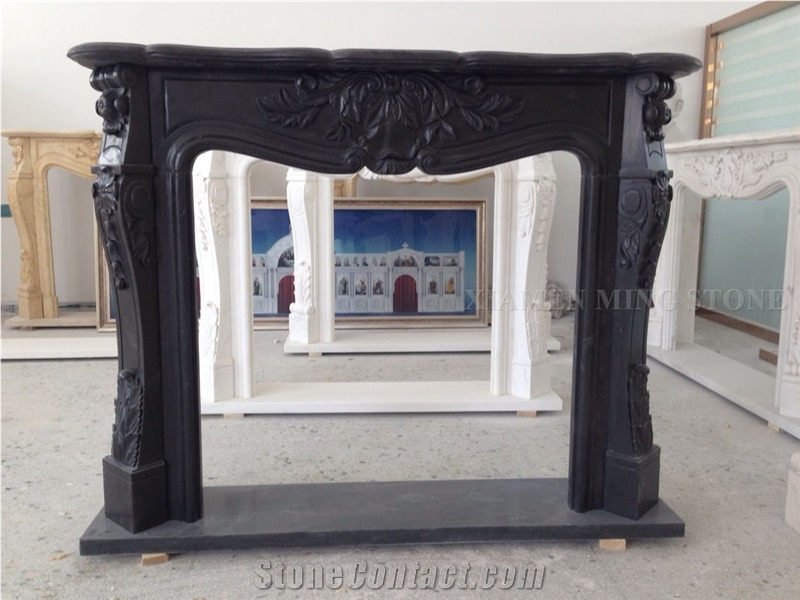 Black Marble Fireplace Mantel Fireplace Hearth Handcarving