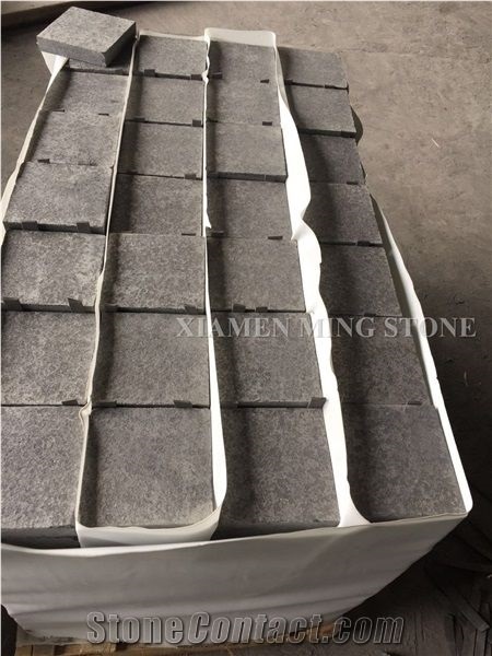 Flamed G684 China Black Basalt Cube Stone Brick Pavers,Absolute Nero Basalto Cobble Exterior Floor Paving