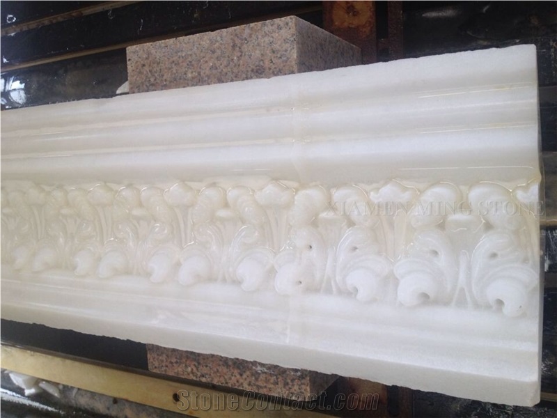 Snow White Marble Handcarved Molding,Border Line Wall Decor