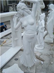 Snow White Marble Human Sculpture,Exterior Stone Garden Statue