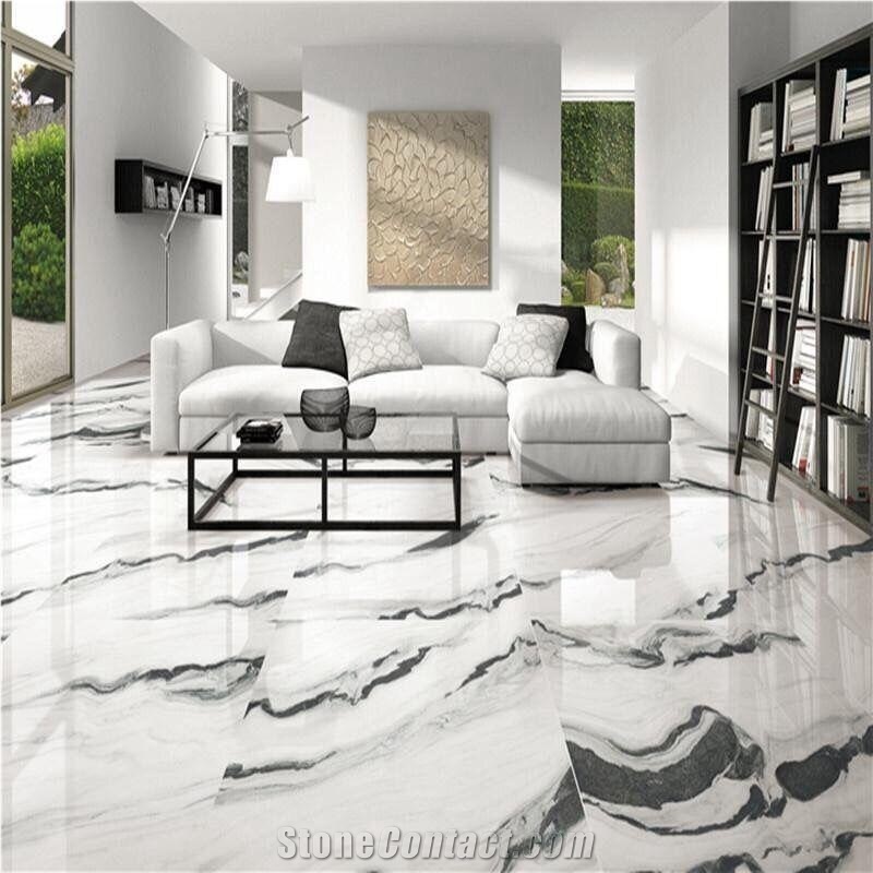 Natural China Panda White Marble Lounge Flooring Tiles