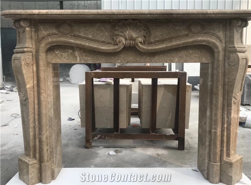 Yellow Marble Fireplace Handcarved Fireplace
