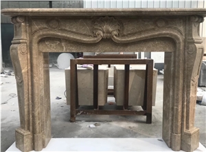 Yellow Marble Fireplace Handcarved Fireplace