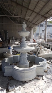 Marble Sculptured Fountain 3 Tier Hunan White