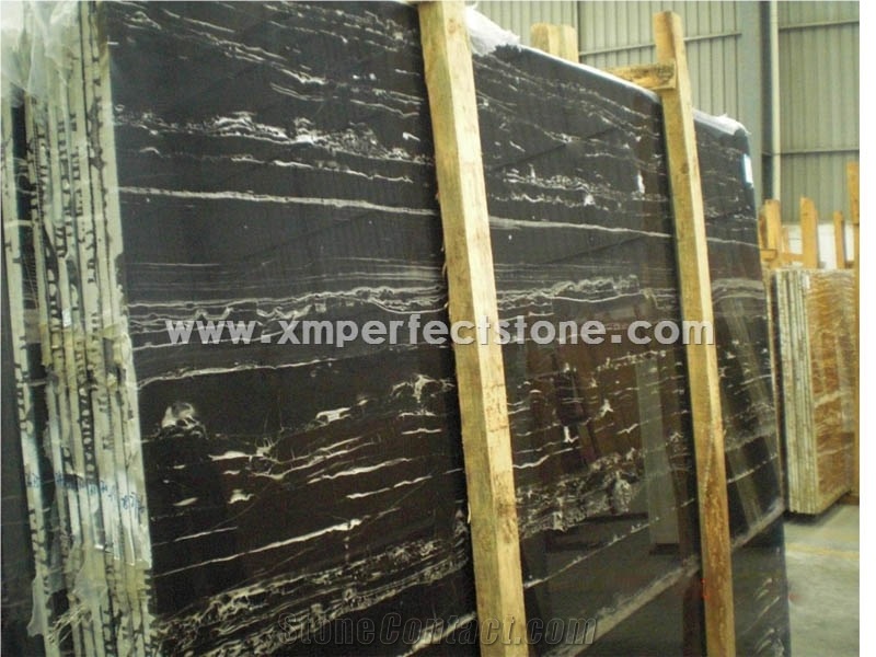 Silver Portoro Marble Slab China Black Marbles, Silver Dragon Black Marble Slabs & Tiles