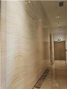 White Wooden Vein Onyx Slabs Book Matched Interior
