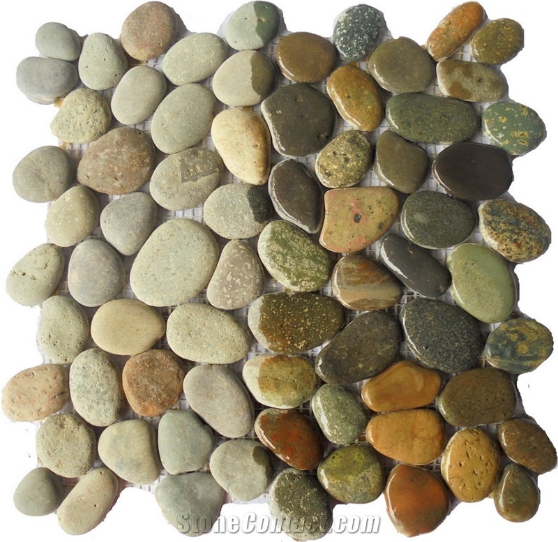 Greeny Swarthy Pebble Mosaic Tile Int. 30 X 30
