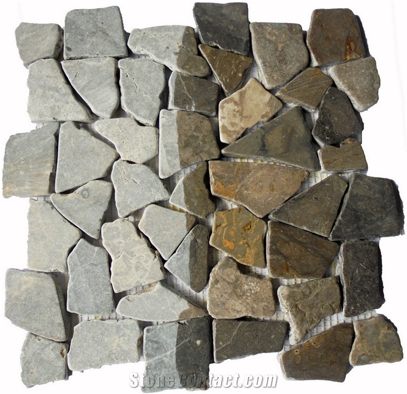 Light Gray Marble Mosaic Tile Interlocking 30 X 30