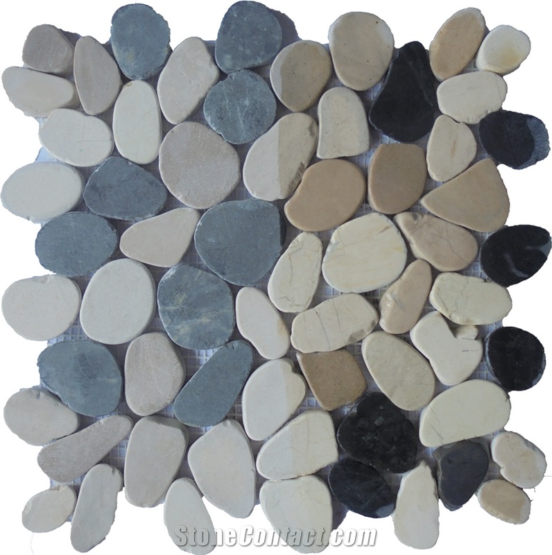 Mix White Tan Black Slice Mosaic Tile Int. 30 X 30