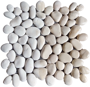 White Pebble Mosaic Tile Interlocking 30 X 30