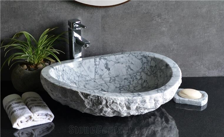 Chian Carrara White Marble Sink,White Marble Basin