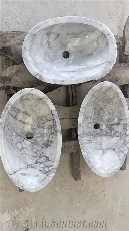 Chian Carrara White Marble Sink,White Marble Basin