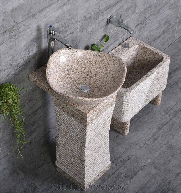 G682 Granite Pedestal Sink, Yellow Granite Basins