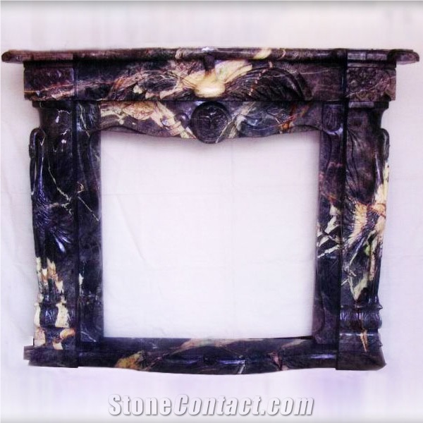 Transitional Style Marble Fireplace