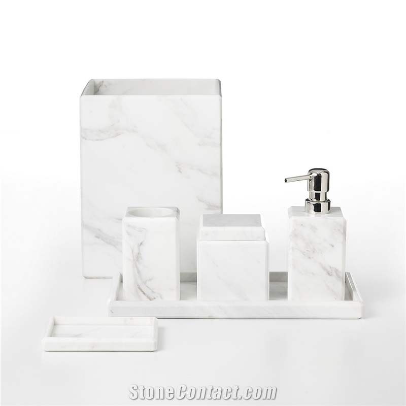 Marble 6 Piece Bathroom Accessories Set
