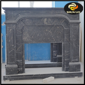 Hand-Carved Natural Marble French Fireplace Mantel