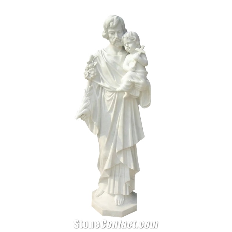 Life Size Modern White Marble Mary Sculpture For Church