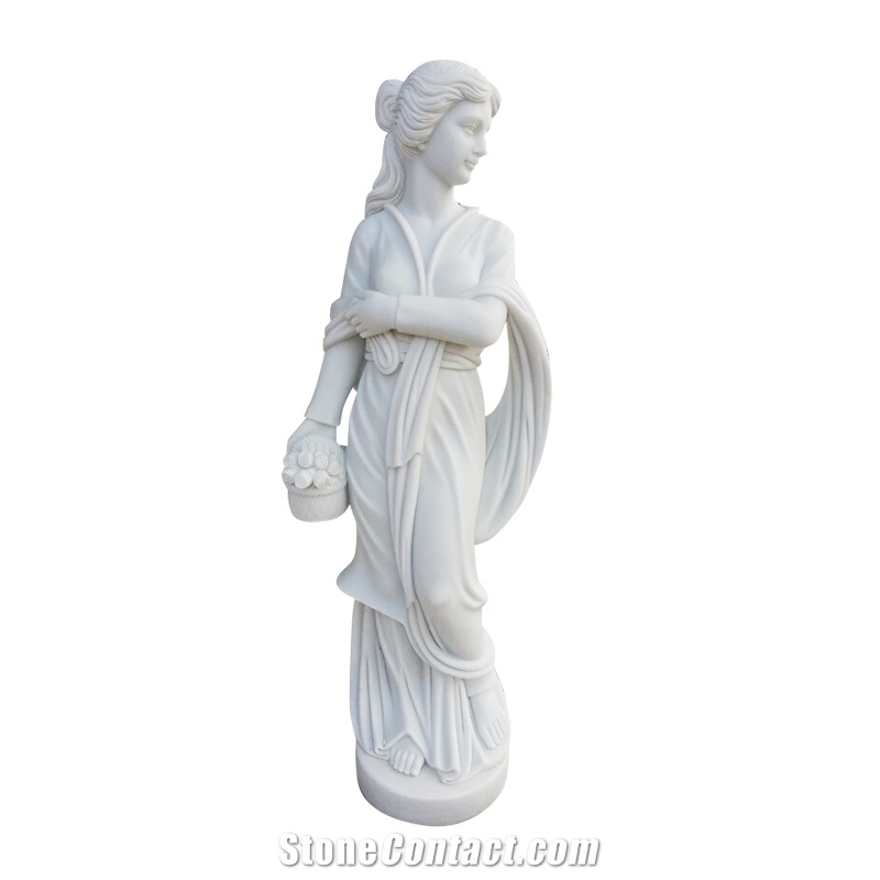 Life Size Modern White Marble Mary Sculpture For Church