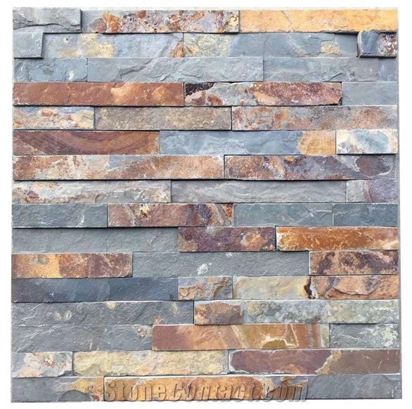 Thin Rusty Slate Ledge Stone Wall Cladding Tiles